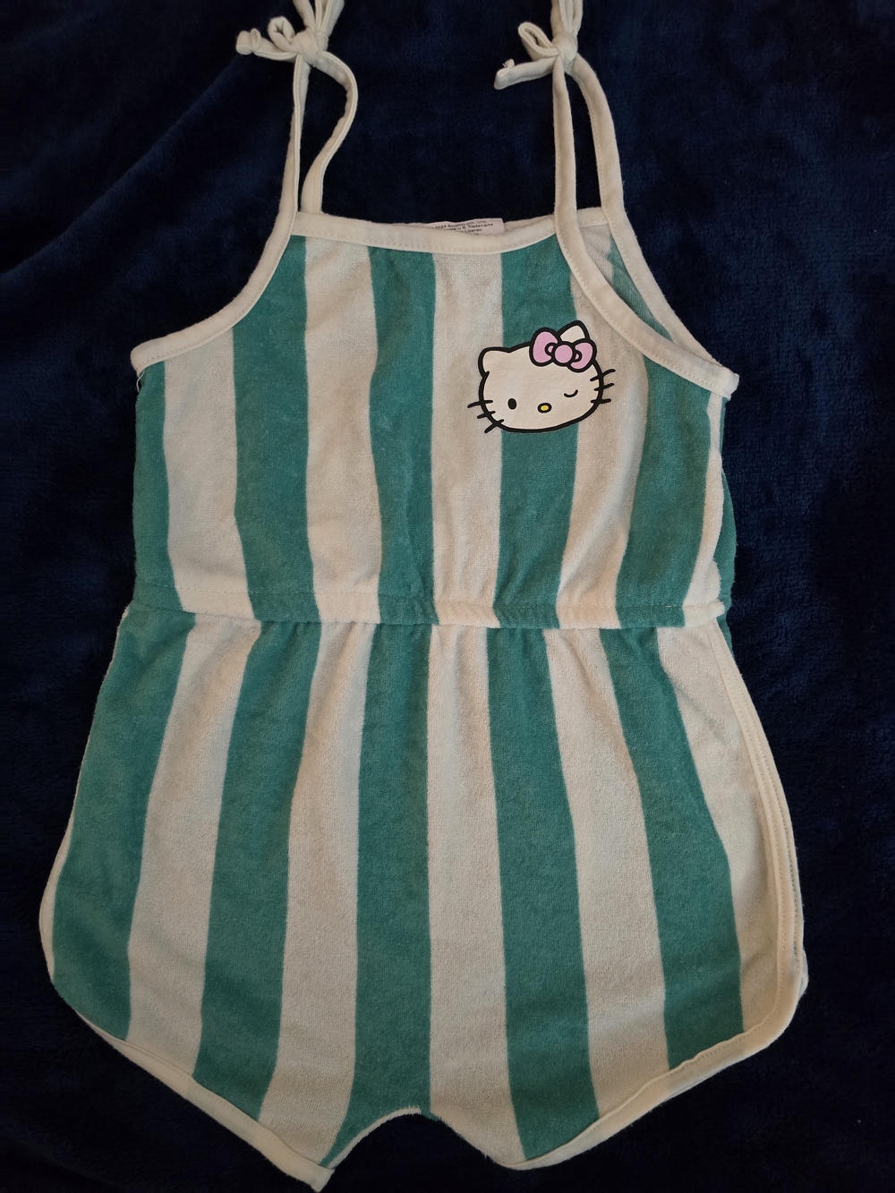 Hello Kitty Teal and White Striped Girls' Play Romper